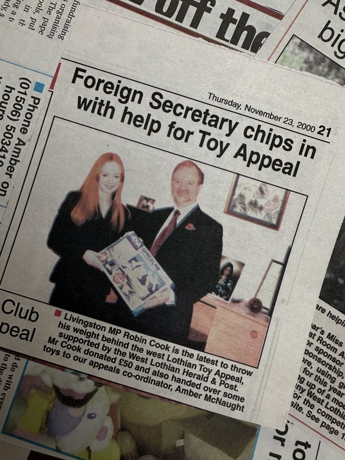 Amber with Foreign Secretary Robin Cook