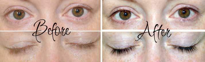 Before and after eyelash dye