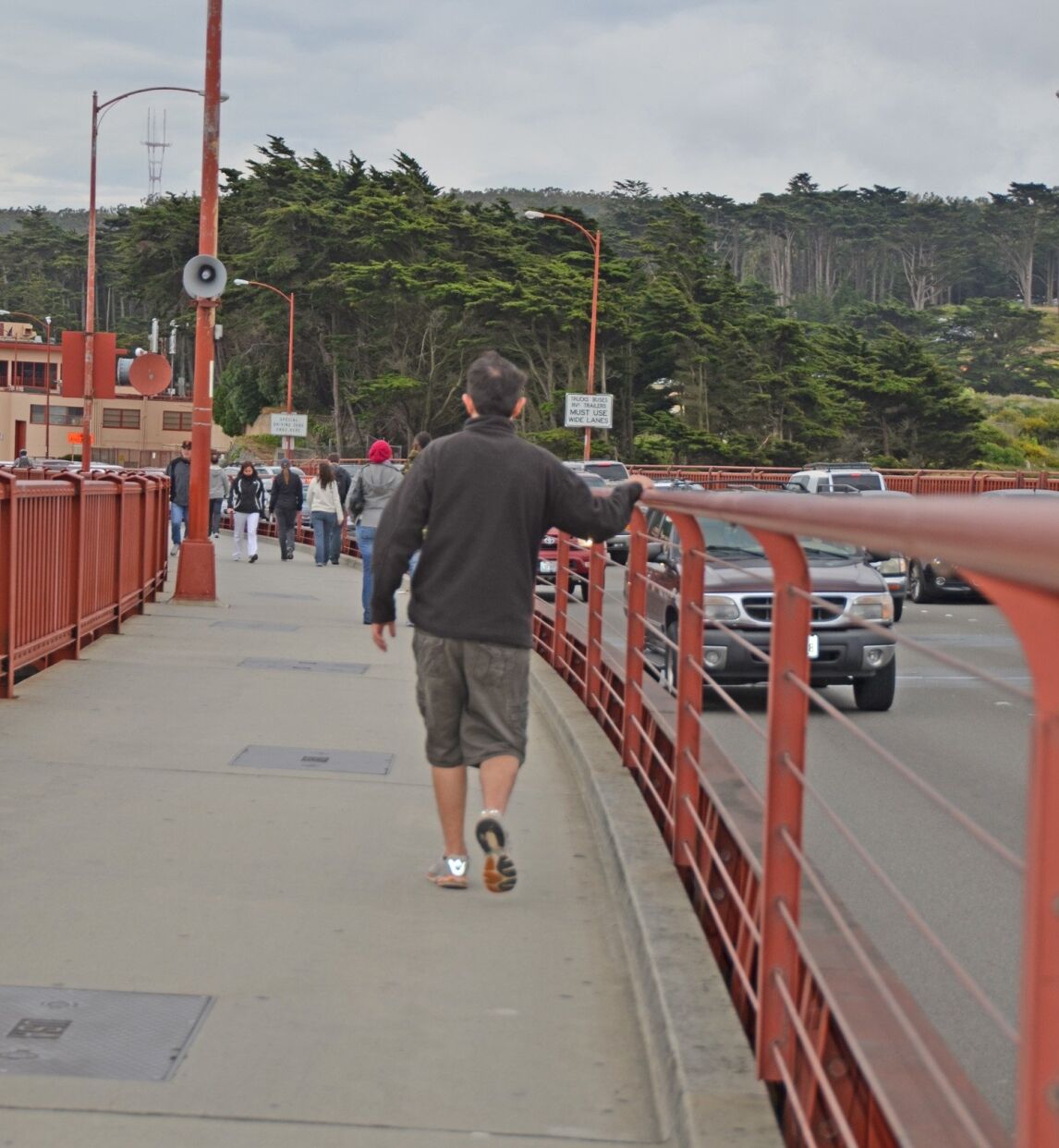 Walking across the Golden Gate Bridge, San Francisco