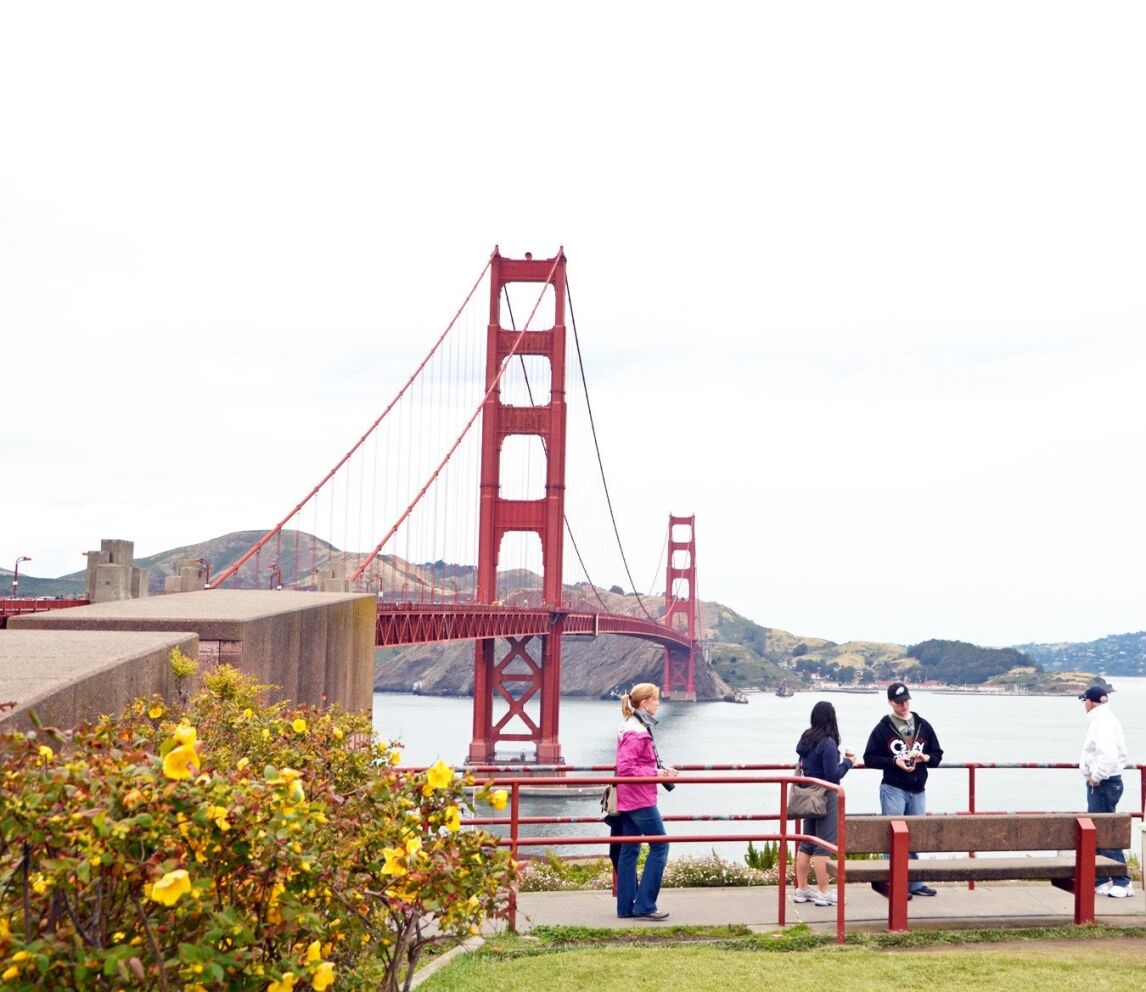 visiting the Golden Gate Bridge, San Francisco California
