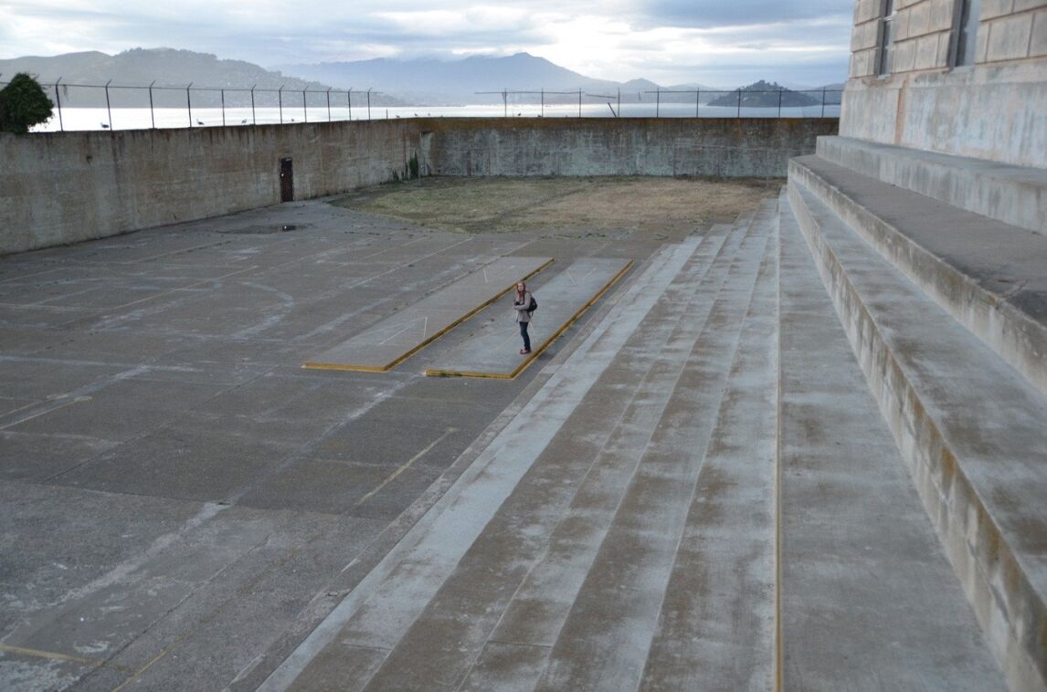 in the rec yard at Alcatraz