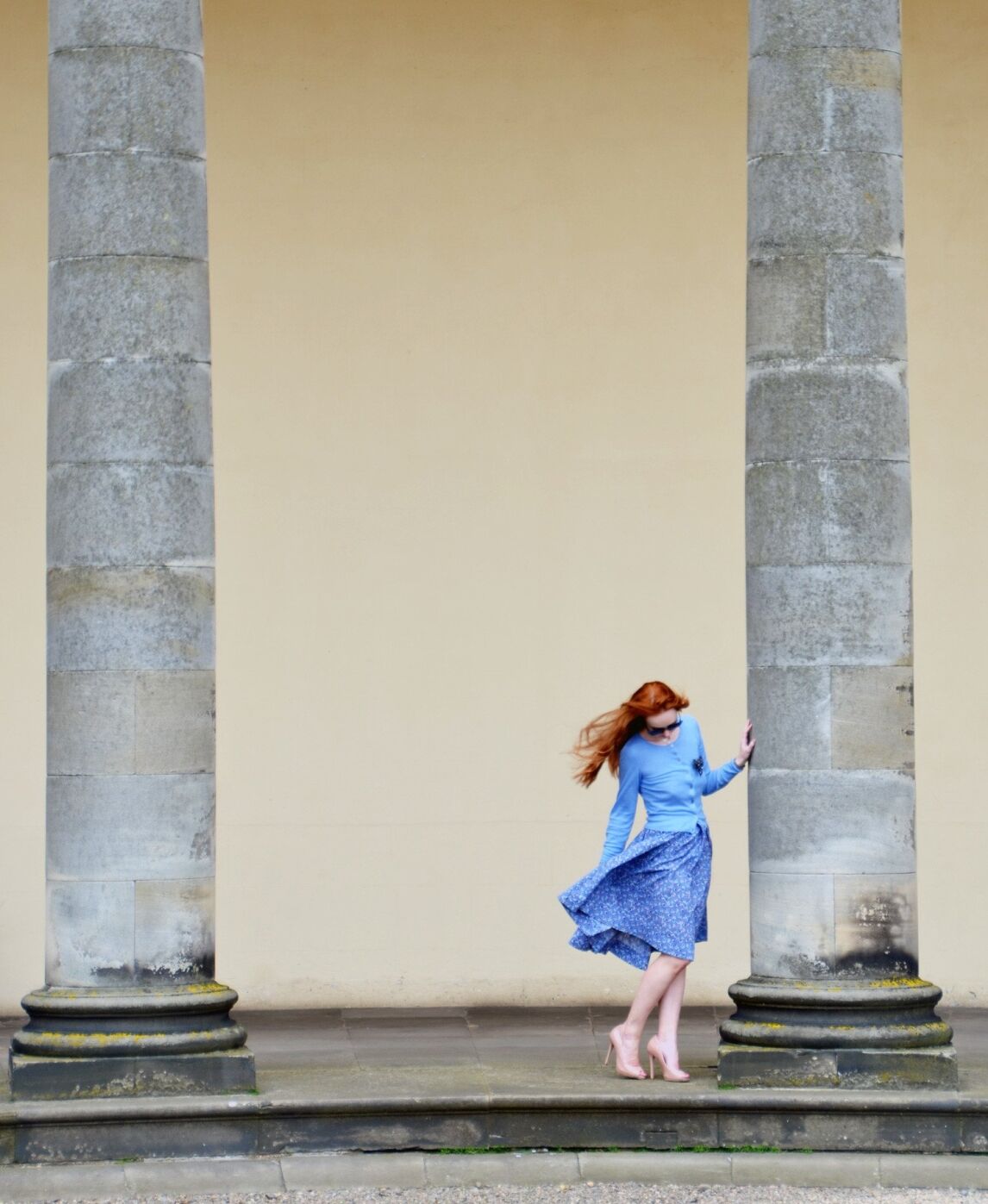 blue 1950s style dress
