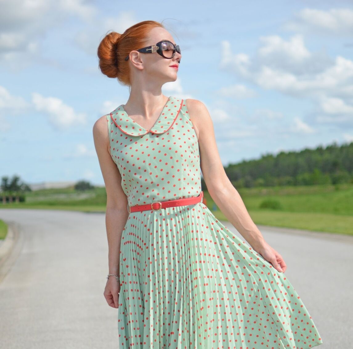 mint green dress with Peter Pan collar