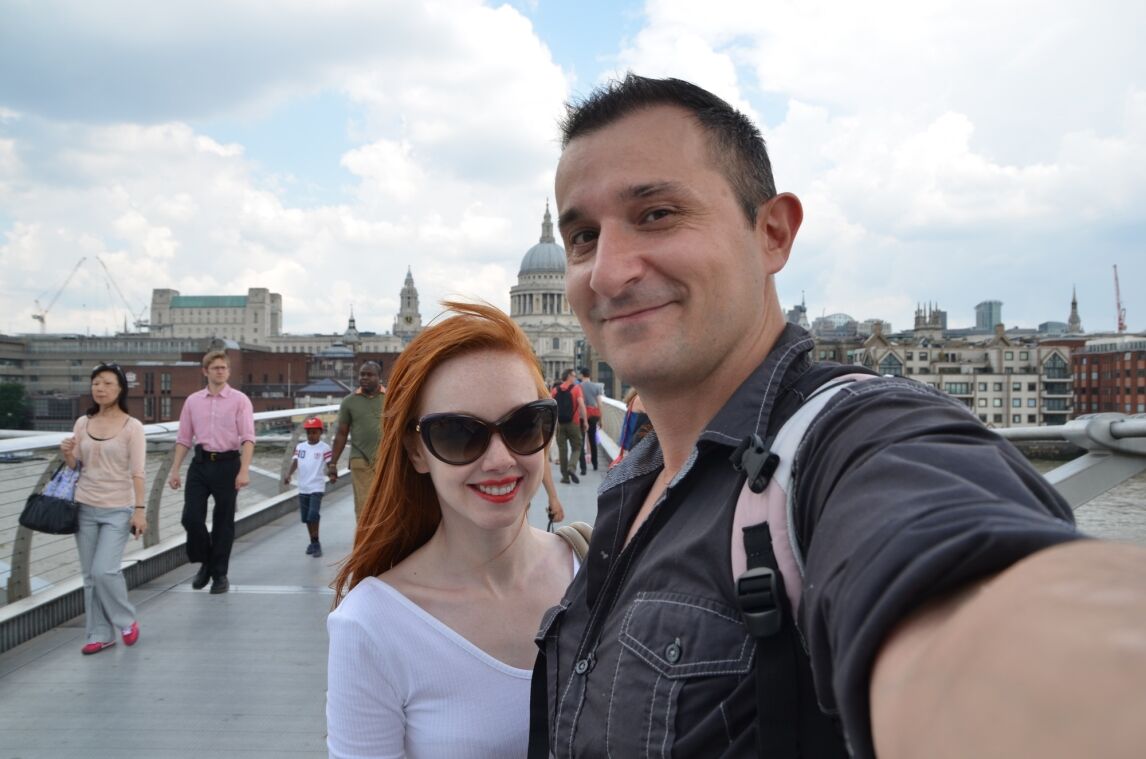 Amber and Terry on the Millenium Brisge, London 