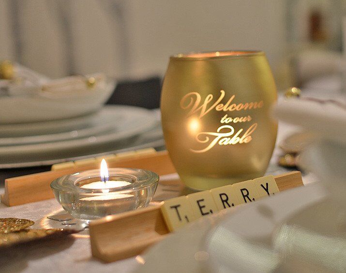 Scrabble place settings for Christmas dinner - www.ForeverAmber.co.uk