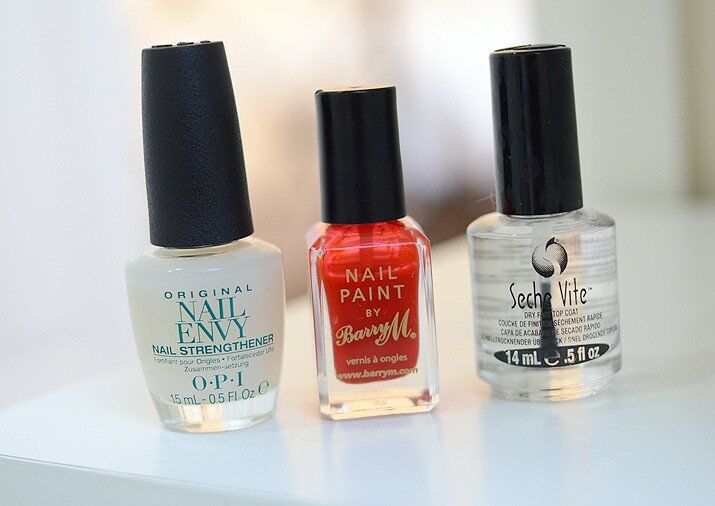 DIT red manicure using Barry M bright red