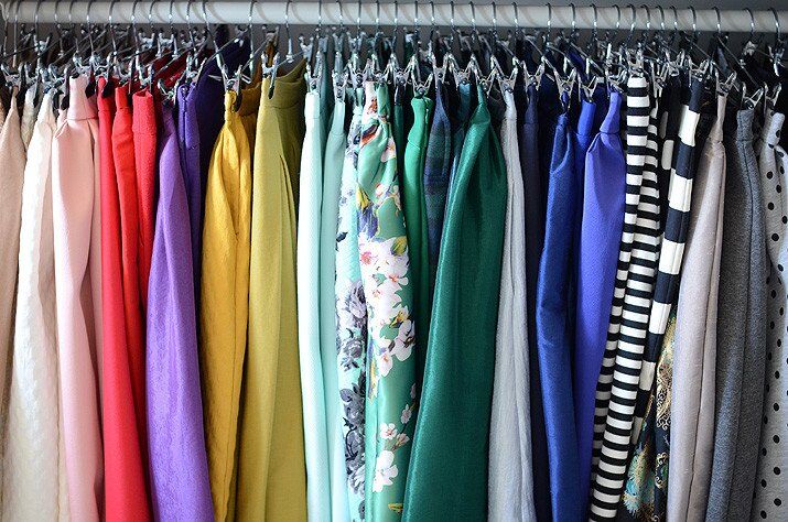 skirts hanging on rail 