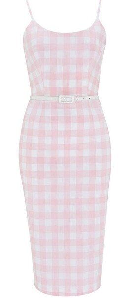 Priscilla pink gingham pencil wiggle dress