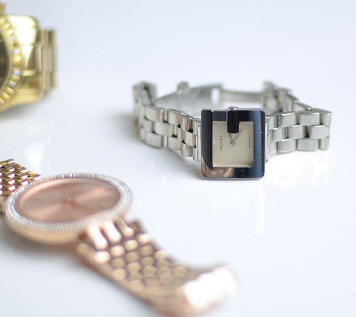 silver Gucci G watch