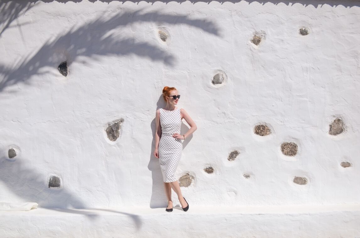 Zara white polka dot dress