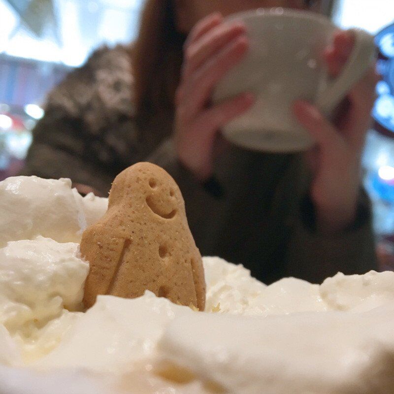 gingerbread man in coffee