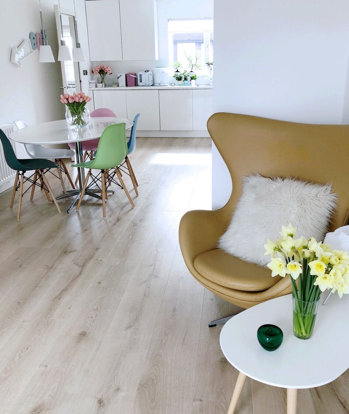 Scandinavian-inspired interior: open plan kitchen and living room