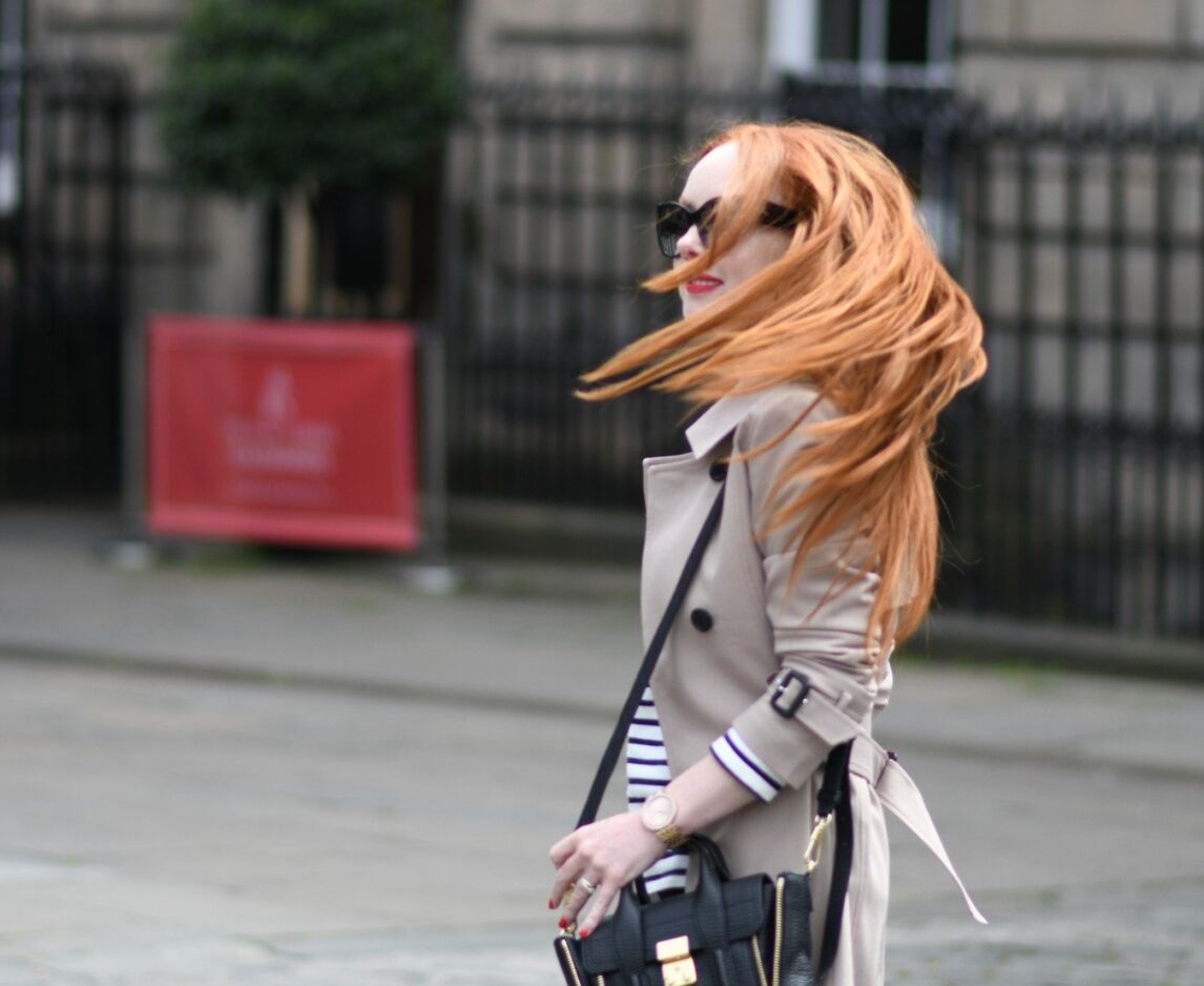 red hair and trench coat