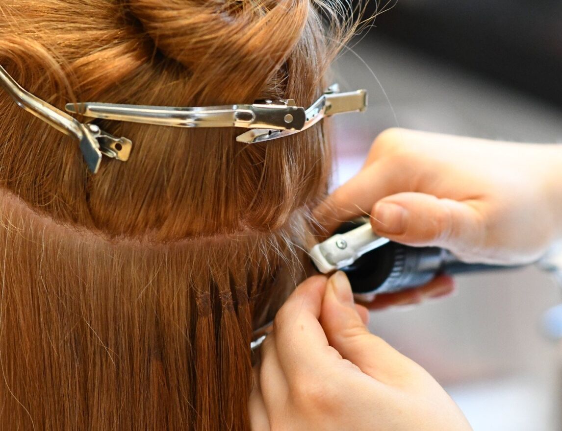 fitting Great Lengths hair extensions