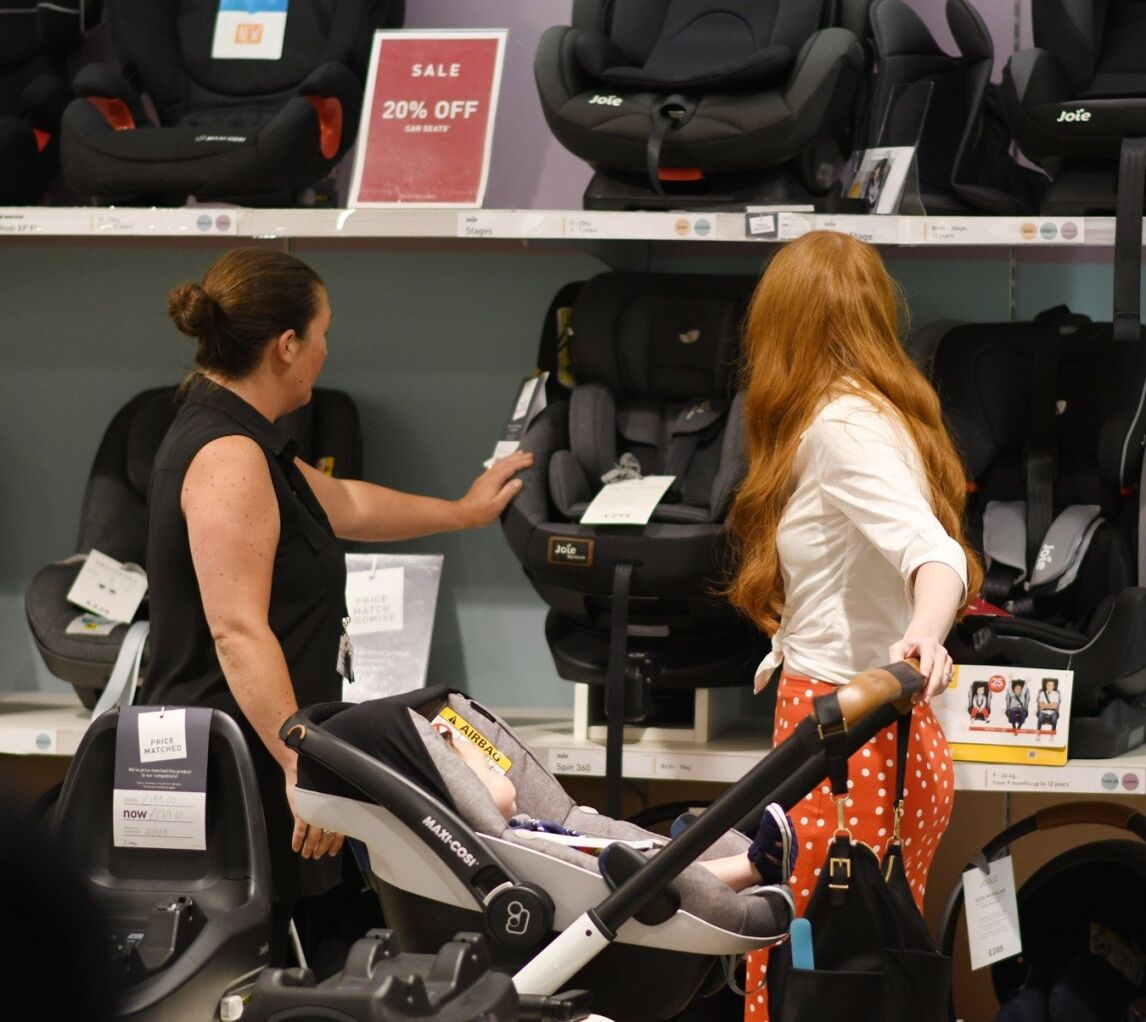 car seat shopping at Mamas & Papas