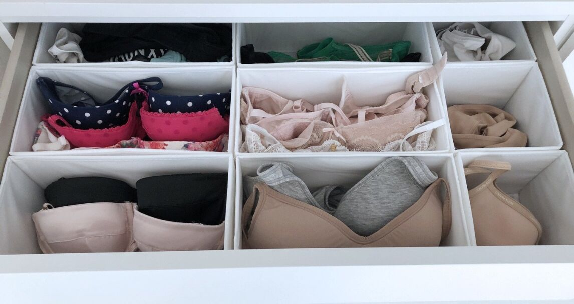 KonMari bra storage and organisation using the IKEA Skubb box
