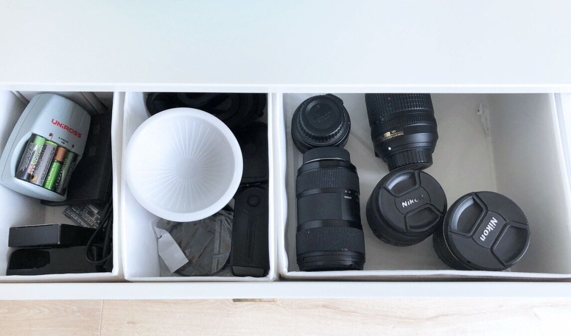 KonMari camera storage using the IKEA Skubb box