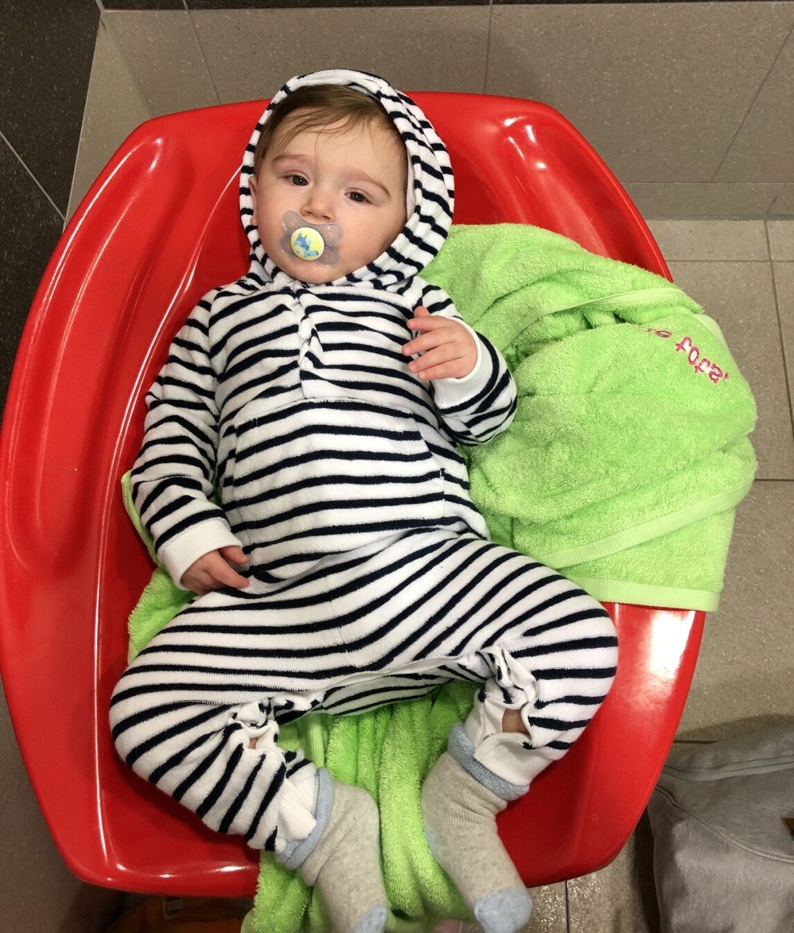 Max after his swimming lesson