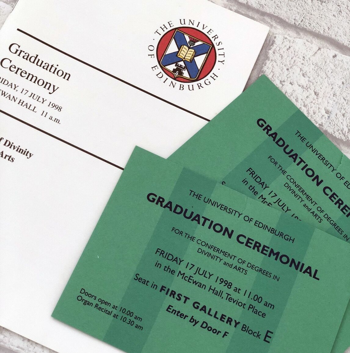tickets to Edinburgh University graduation ceremony