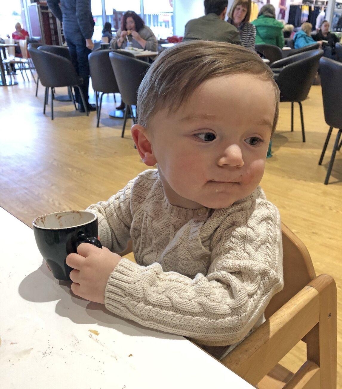 Max drinking his babychino