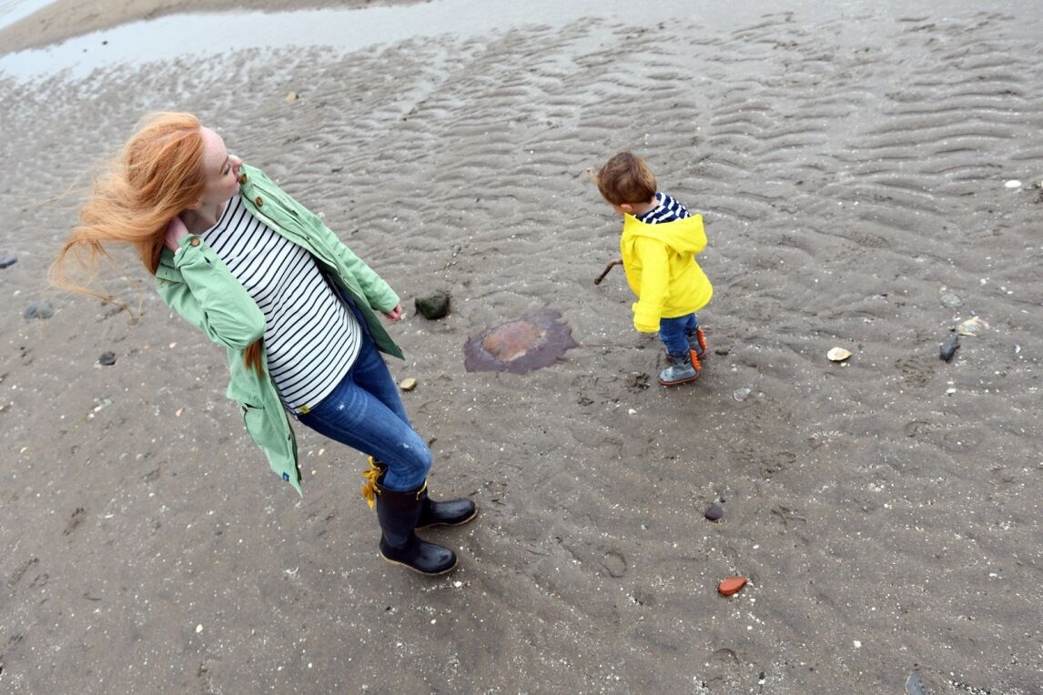 Breton stripes and colourful raincoat
