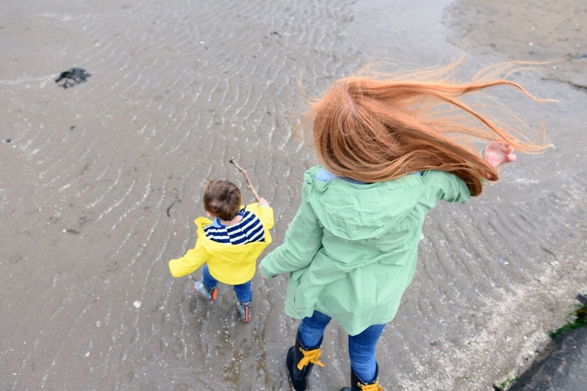 windswept hair on the beach