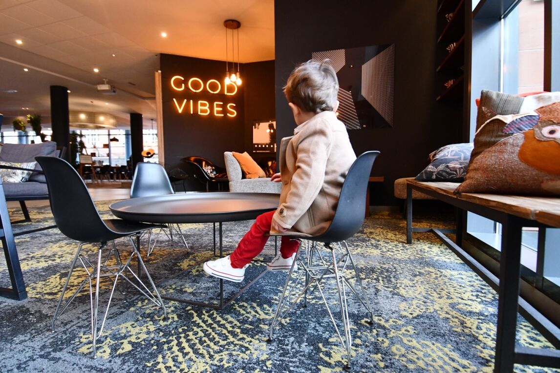 Max in the lobby at Novotel Edinburgh Centre