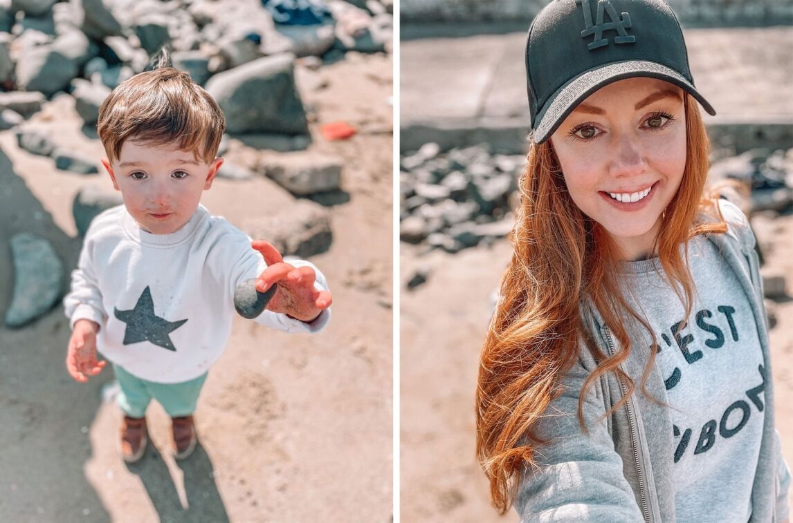 Amber and Max on Cramond BEach, April 2021