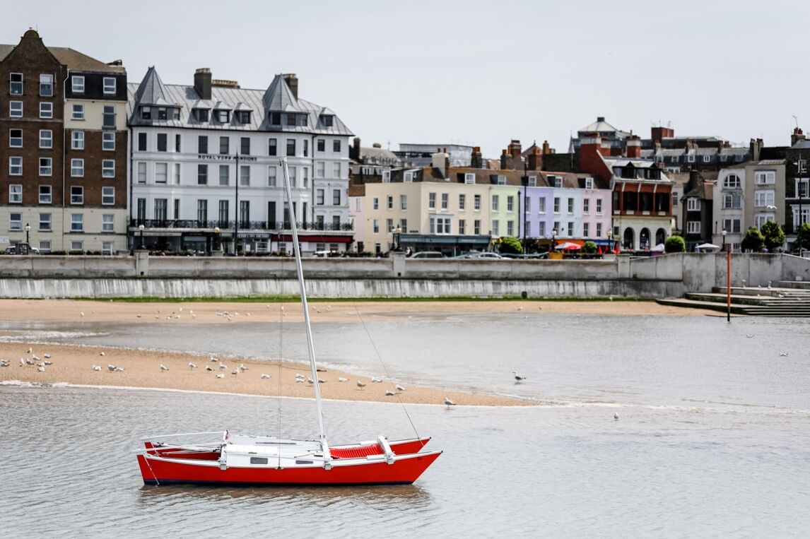 colourful houses on Margate seafront, Kent, England