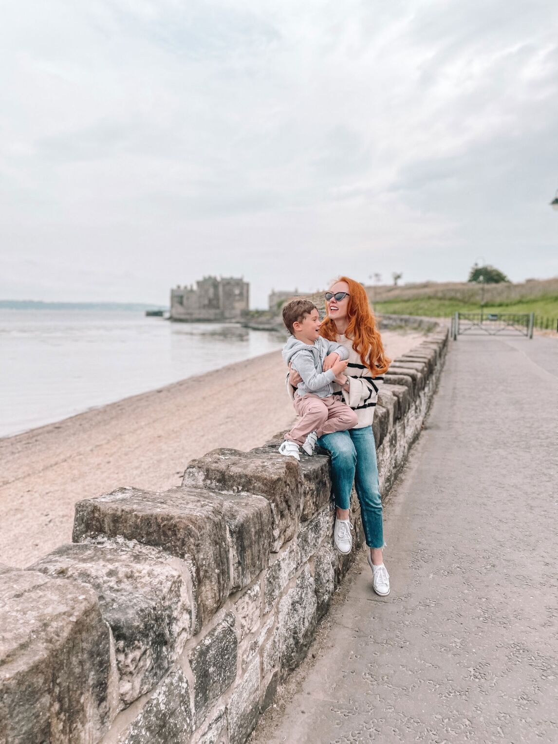 Amber and Max visiting Blackness Castle, Scotland