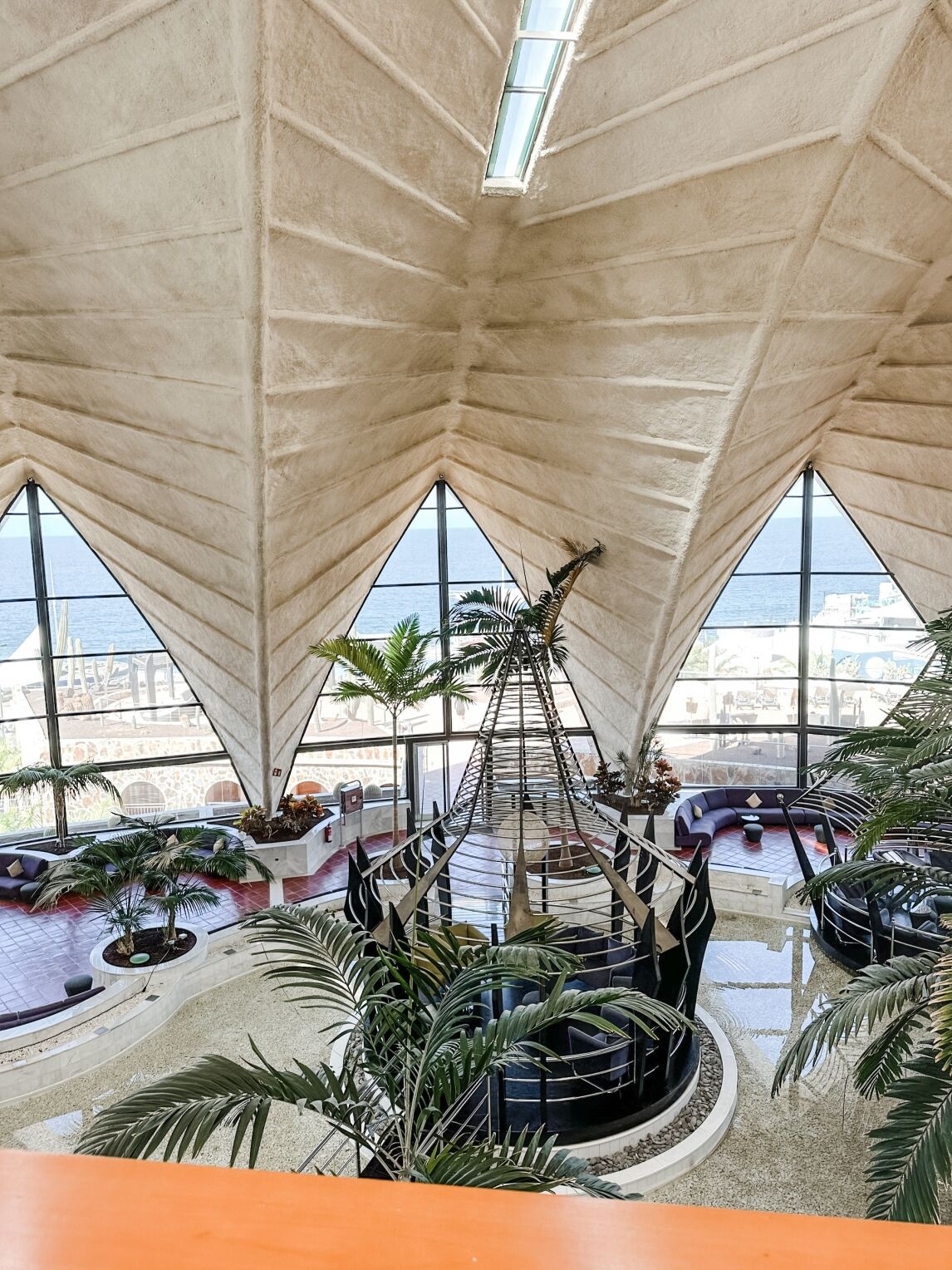 stairs leading to the entertainment area and restaurant