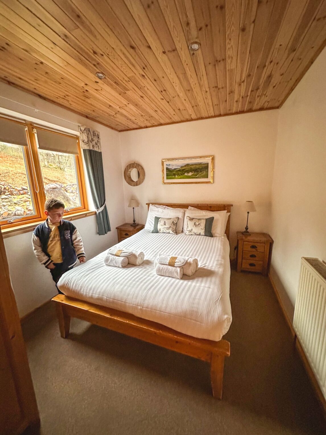one of the bedrooms at Glen Clova lodges