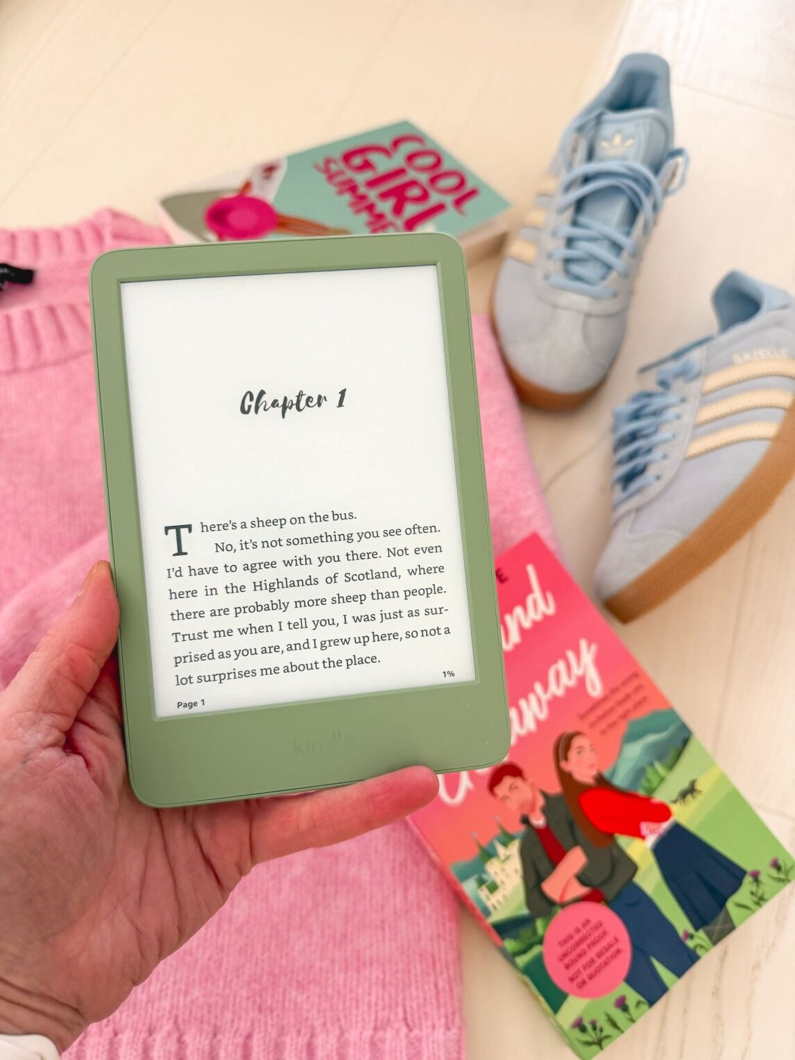 Kindle Paperwhite e-reader in sage green